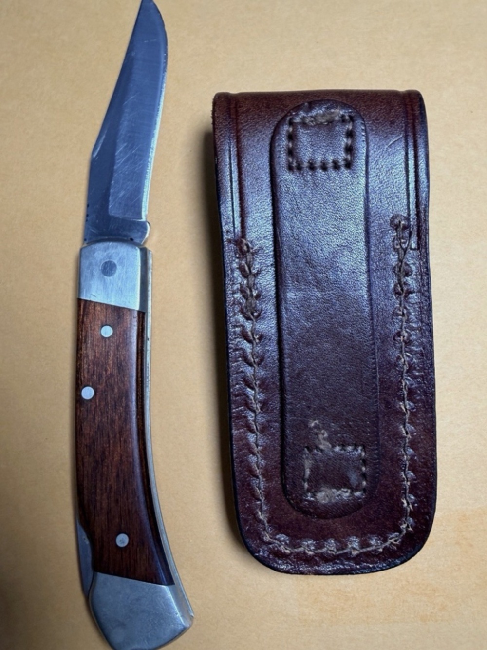 Vintage Schrade+ USA Uncle Henry LB5 Folding Knife w/ Original Leather Sheath